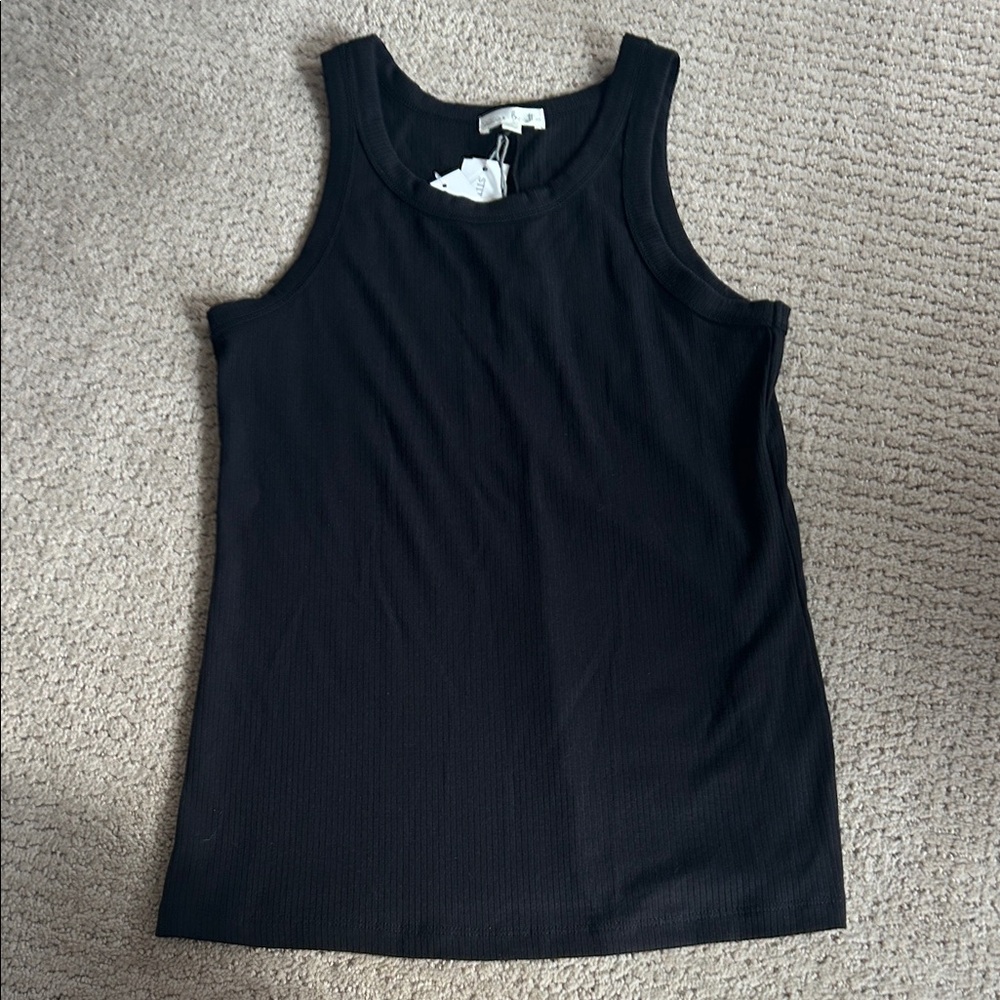 Black Ribbed Tank Top